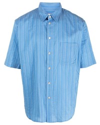Мужская голубая рубашка с коротким рукавом в вертикальную полоску от A Kind Of Guise