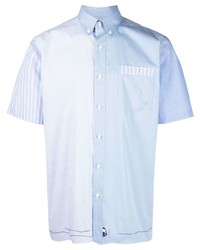 Мужская голубая рубашка с коротким рукавом в вертикальную полоску от Ader Error