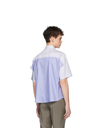 Мужская голубая рубашка с коротким рукавом в вертикальную полоску от Maison Margiela