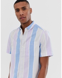 Мужская голубая рубашка с коротким рукавом в вертикальную полоску от Burton Menswear