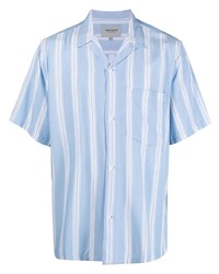Мужская голубая рубашка с коротким рукавом в вертикальную полоску от Carhartt WIP