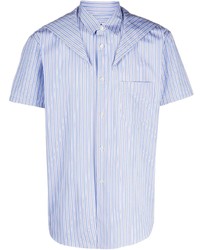 Мужская голубая рубашка с коротким рукавом в вертикальную полоску от Comme Des Garcons SHIRT