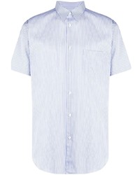 Мужская голубая рубашка с коротким рукавом в вертикальную полоску от Comme Des Garcons SHIRT