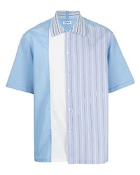 Мужская голубая рубашка с коротким рукавом в вертикальную полоску от Coohem