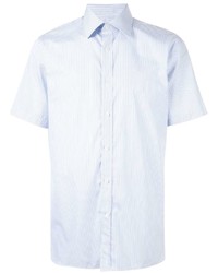 Мужская голубая рубашка с коротким рукавом в вертикальную полоску от Gieves & Hawkes