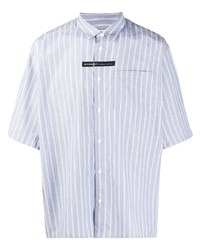 Мужская голубая рубашка с коротким рукавом в вертикальную полоску от Givenchy