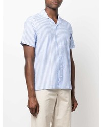 Мужская голубая рубашка с коротким рукавом в вертикальную полоску от Orlebar Brown