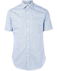 Мужская голубая рубашка с коротким рукавом в вертикальную полоску от Kent & Curwen