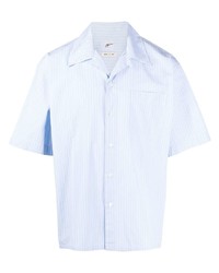 Мужская голубая рубашка с коротким рукавом в вертикальную полоску от Marni