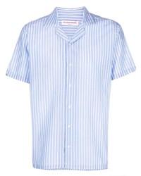 Мужская голубая рубашка с коротким рукавом в вертикальную полоску от Orlebar Brown