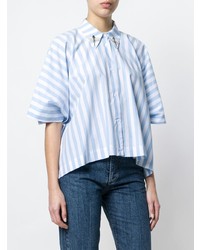 Женская голубая рубашка с коротким рукавом в вертикальную полоску от Vivetta