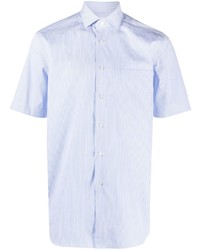 Мужская голубая рубашка с коротким рукавом в вертикальную полоску от Xacus