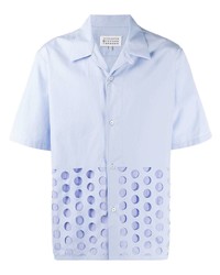 Мужская голубая рубашка с коротким рукавом в горошек от Maison Margiela
