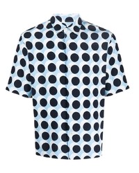 Мужская голубая рубашка с коротким рукавом в горошек от Sandro