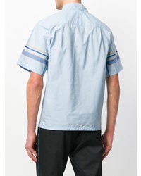 Мужская голубая рубашка с коротким рукавом в клетку от Prada