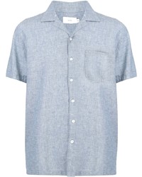 Мужская голубая рубашка с коротким рукавом из шамбре от Onia