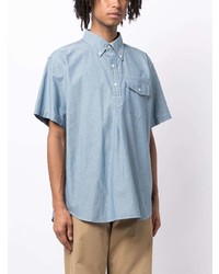Мужская голубая рубашка с коротким рукавом из шамбре от Engineered Garments