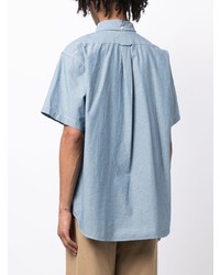 Мужская голубая рубашка с коротким рукавом из шамбре от Engineered Garments