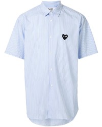 Мужская голубая рубашка с коротким рукавом с вышивкой от Comme Des Garcons Play