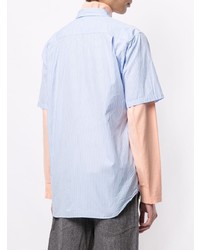 Мужская голубая рубашка с коротким рукавом с вышивкой от Comme Des Garcons Play