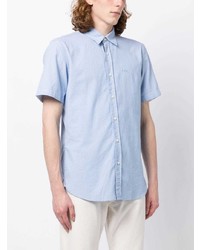 Мужская голубая рубашка с коротким рукавом с вышивкой от BOSS