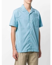 Мужская голубая рубашка с коротким рукавом с вышивкой от Stussy
