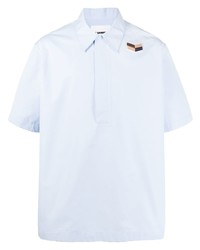 Мужская голубая рубашка с коротким рукавом с вышивкой от Jil Sander