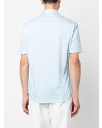 Мужская голубая рубашка с коротким рукавом с вышивкой от BOSS