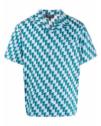 Мужская голубая рубашка с коротким рукавом с геометрическим рисунком от A.P.C.
