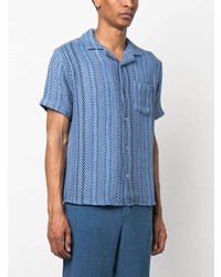 Мужская голубая рубашка с коротким рукавом с геометрическим рисунком от Corridor