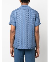 Мужская голубая рубашка с коротким рукавом с геометрическим рисунком от Corridor