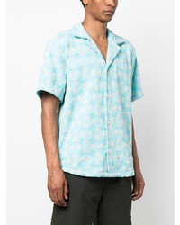 Мужская голубая рубашка с коротким рукавом с геометрическим рисунком от OAS Company