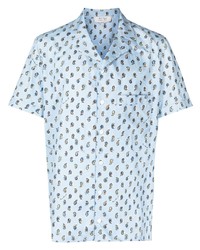 Мужская голубая рубашка с коротким рукавом с "огурцами" от Nick Fouquet