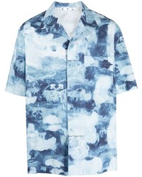 Мужская голубая рубашка с коротким рукавом с принтом тай-дай от Off-White