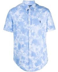 Мужская голубая рубашка с коротким рукавом с принтом тай-дай от Polo Ralph Lauren