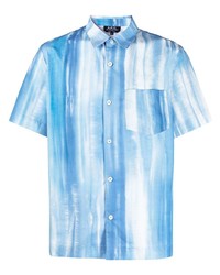 Мужская голубая рубашка с коротким рукавом с принтом от A.P.C.
