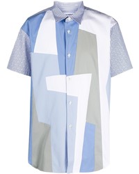Мужская голубая рубашка с коротким рукавом с принтом от Comme Des Garcons SHIRT