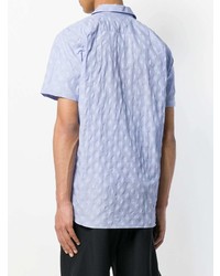 Мужская голубая рубашка с коротким рукавом с принтом от Comme Des Garcons SHIRT