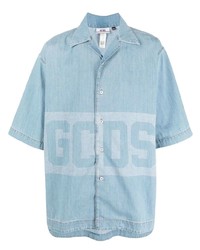 Мужская голубая рубашка с коротким рукавом с принтом от Gcds