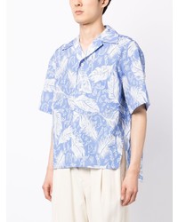 Мужская голубая рубашка с коротким рукавом с принтом от Wooyoungmi