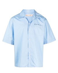 Мужская голубая рубашка с коротким рукавом с принтом от Marni