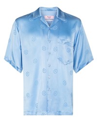 Мужская голубая рубашка с коротким рукавом с принтом от Martine Rose