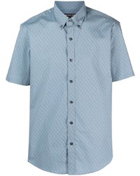 Мужская голубая рубашка с коротким рукавом с принтом от Michael Kors