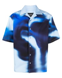 Мужская голубая рубашка с коротким рукавом с принтом от Neil Barrett
