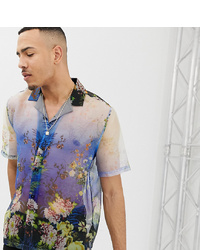 Мужская голубая рубашка с коротким рукавом с цветочным принтом от ASOS DESIGN