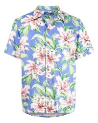 Мужская голубая рубашка с коротким рукавом с цветочным принтом от Polo Ralph Lauren
