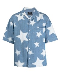 Мужская голубая рубашка с коротким рукавом со звездами от FIVE CM