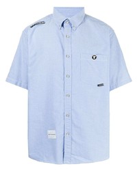 Мужская голубая рубашка с коротким рукавом от AAPE BY A BATHING APE