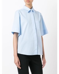 Женская голубая рубашка с коротким рукавом от Lanvin