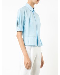 Женская голубая рубашка с коротким рукавом от DELPOZO